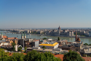 The Hungarian Parliament in Budapest and Danube river.