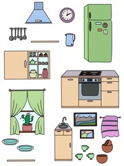 set of kitchen icons