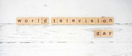 World Television Day.words from wooden cubes with letters photo