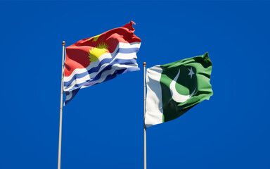 Beautiful national state flags of Kiribati and Pakistan.