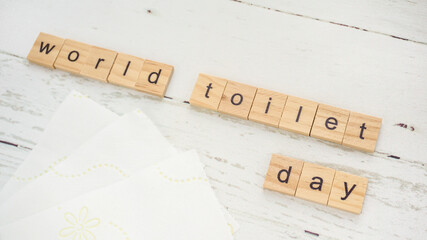 World Toilet Day.words from wooden cubes with letters photo
