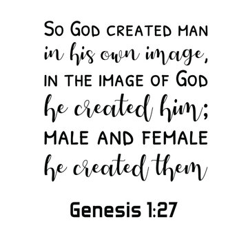 So God created man in his own image, in the image of God he created him; male and female he created them. Bible verse quote