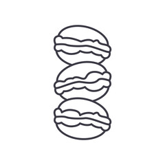 Macarons icon, linear isolated illustration, thin line vector, web design sign, outline concept symbol with editable stroke on white background.