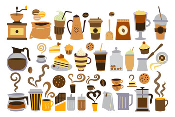 Coffee time doodle print set