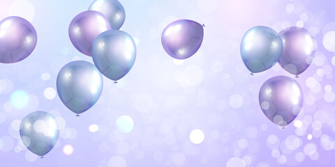 purple balloons fame concept design template holiday Happy Day, background Celebration Vector illustration.