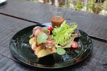 Delicious food and drink on the table