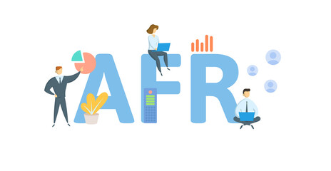 AFR, Applicable Federal Rate. Concept with keywords, people and icons. Flat vector illustration. Isolated on white background.