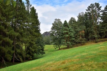Jetrichovice Rocks are a tourist attraction for short or long walks in nature with beautiful views over the area from the top. Bohemian Switzerland, Czech Republic.