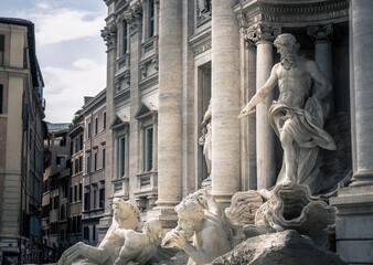 Side view of Trevi fountain in Rome