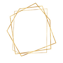 Gold geometric shiny luminous frame isolated on white background. Luxury realistic border. Concept of a wedding, mother's Day or Valentine's Day. Christmas and New year abstract.