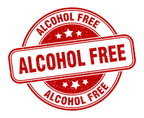 alcohol free stamp. alcohol free label. round grunge sign