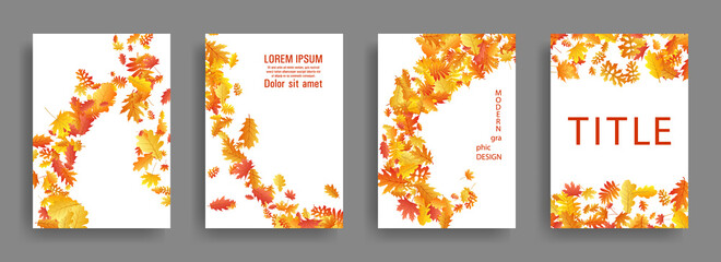 Yellow orange red dry autumn leaves organic banners.