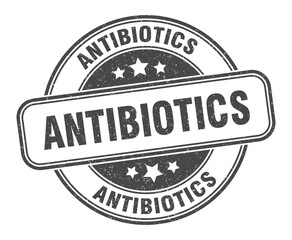 antibiotics stamp. antibiotics label. round grunge sign