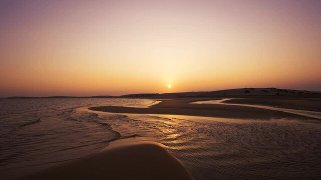Wide of Sunset in Qatar Inland Sea Desert - Qatar - Saudi border