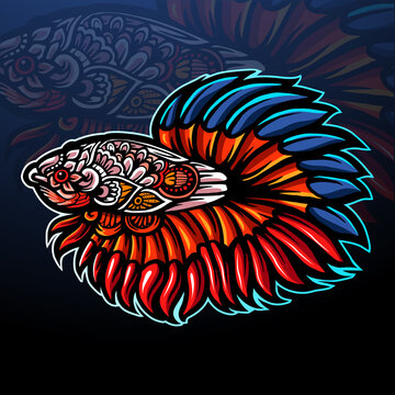 Betta fish zentangle arts mascot. vector illustration