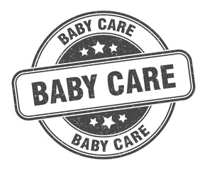 baby care stamp. baby care label. round grunge sign