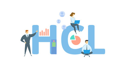 HCL, Hidden Costs and Losses. Concept with keywords, people and icons. Flat vector illustration. Isolated on white background.