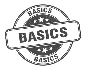 basics stamp. basics label. round grunge sign