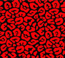 Fototapeta na wymiar Abstract black and red seamless pattern, leopard monochrome seamless pattern, cow texture. Vector illustration. Design for web and mobile app.