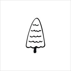 Doodle Christmas tree. Hand-drawn single element isolated on white background. Vector.