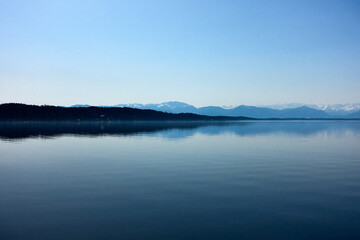 Fototapeta premium See, Himmel, Berge, Panorama, Landschaft, Natur