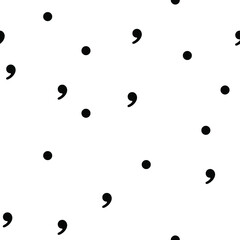 Seamless vector commas and dots pattern. Chaotic elements background for fabric, textile, wrapping, cover etc. 10 eps design.