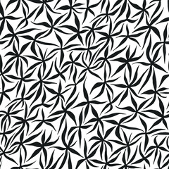 Seamless vector natural organic pattern. Chaotic flowers background. Black and white floral pattern. For fabric, textile, wrapping, cover, web etc. 10 eps design.