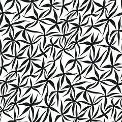Fototapeta premium Seamless vector natural organic pattern. Chaotic flowers background. Black and white floral pattern. For fabric, textile, wrapping, cover, web etc. 10 eps design.