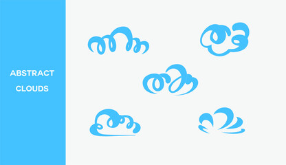 set of digital transfer cloud icon logo in line art style. technology data storage concept logo template