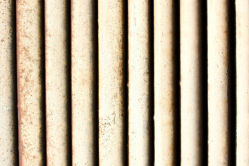 Rusty metal stripes background. Grunge steel striped texture. Iron barrier grid pattern.