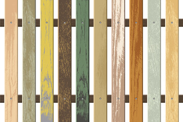 Vintage colored wooden fence vector illustration