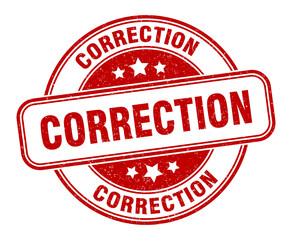 correction stamp. correction label. round grunge sign