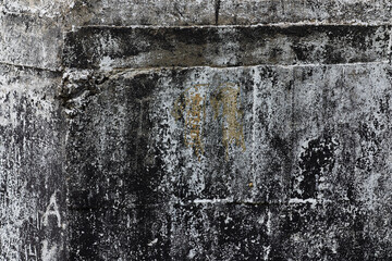 Dark stone texture for design. Cement wall with scuffs. Dirty gray stone surface.