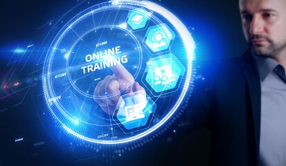 Business, Technology, Internet and network concept. Coaching mentoring education business training development E-learning concept.