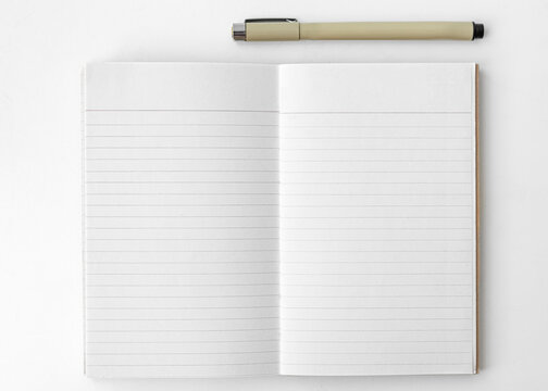 Blank Plain White Notebook Page With A Pen
