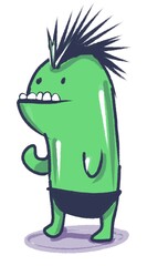 hand drawn illustration of funny angry  monster isolated on white