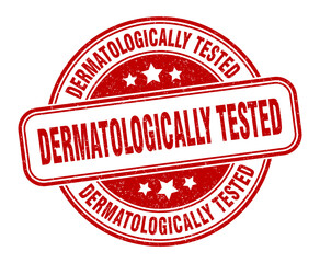 dermatologically tested stamp. dermatologically tested label. round grunge sign