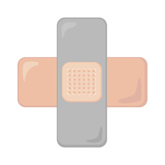 Adhesive bandages in cross form icon. Medical care health emergency aid exam