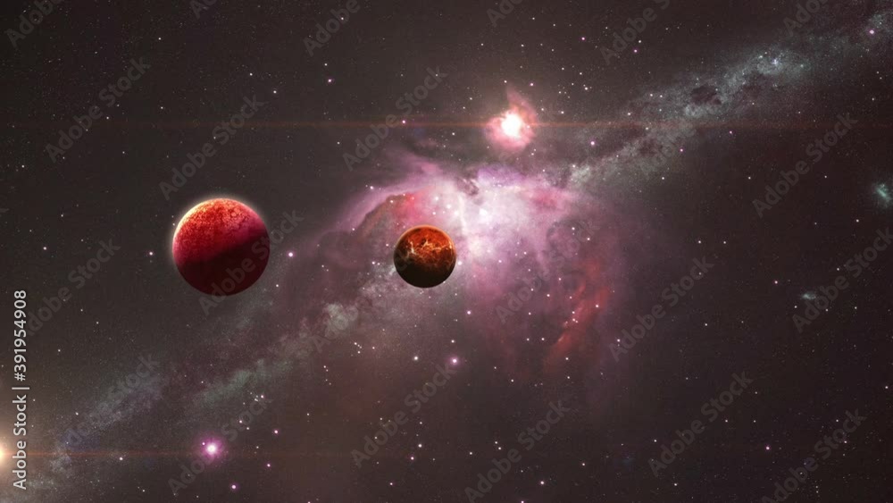Canvas Prints venus and mercury on the background of a beautiful nebula, 3d animation