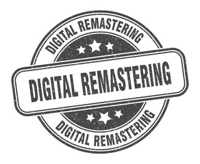 digital remastering stamp. digital remastering label. round grunge sign