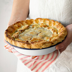 Homemade cherry pie in a plate thanksgiving dessert idea
