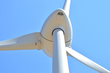 Close up shot of aeolian generator turbine
