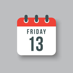 Vector icon day page calendar, date Friday 13