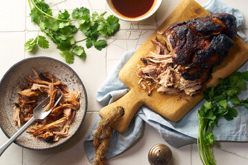 Pulled pork with barbecue sauce