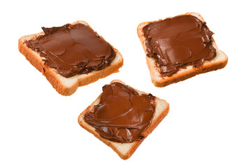 Сhocolate paste sandwich isolated on white background.
