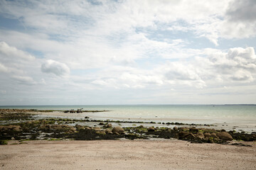 Oyster bed in Normandy at a cloudy day 