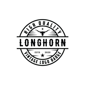 Silhouette ranch longhorn bull texas logo design illustration