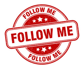 follow me stamp. follow me label. round grunge sign