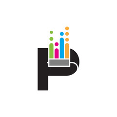 Initial letter P logo with paint roller, creative painting logo concept