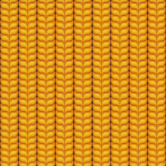 Seamless knitted pattern. Vector seamless pattern. Woolen yellow cloth. Yellow knit texture .